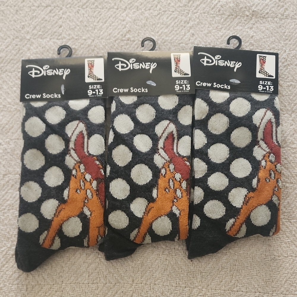 3/$25 NEW Disney Bambi and Thumper Crew Socks